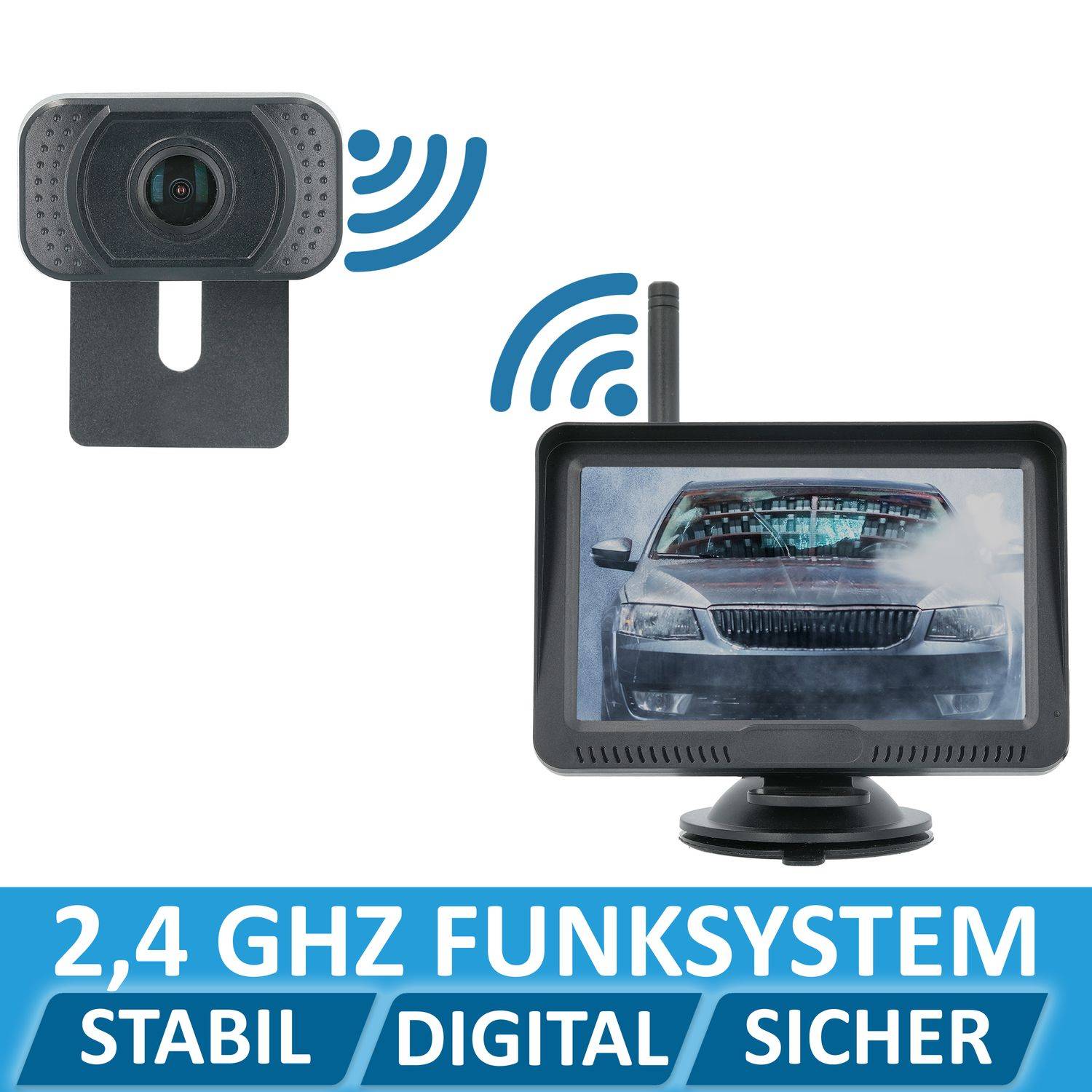 VSG24 Erweiterungs-FUNK Rückfahrkamera PREMIUM ONE HD-720P Auflösung