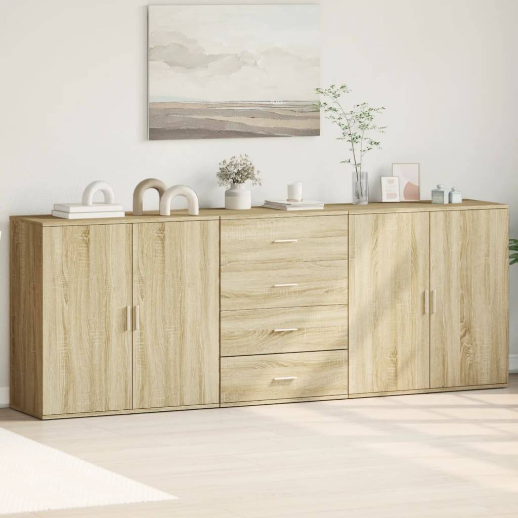 vidaXL Sideboards 3 Stk. Sonoma-Eiche Holzwerkstoff