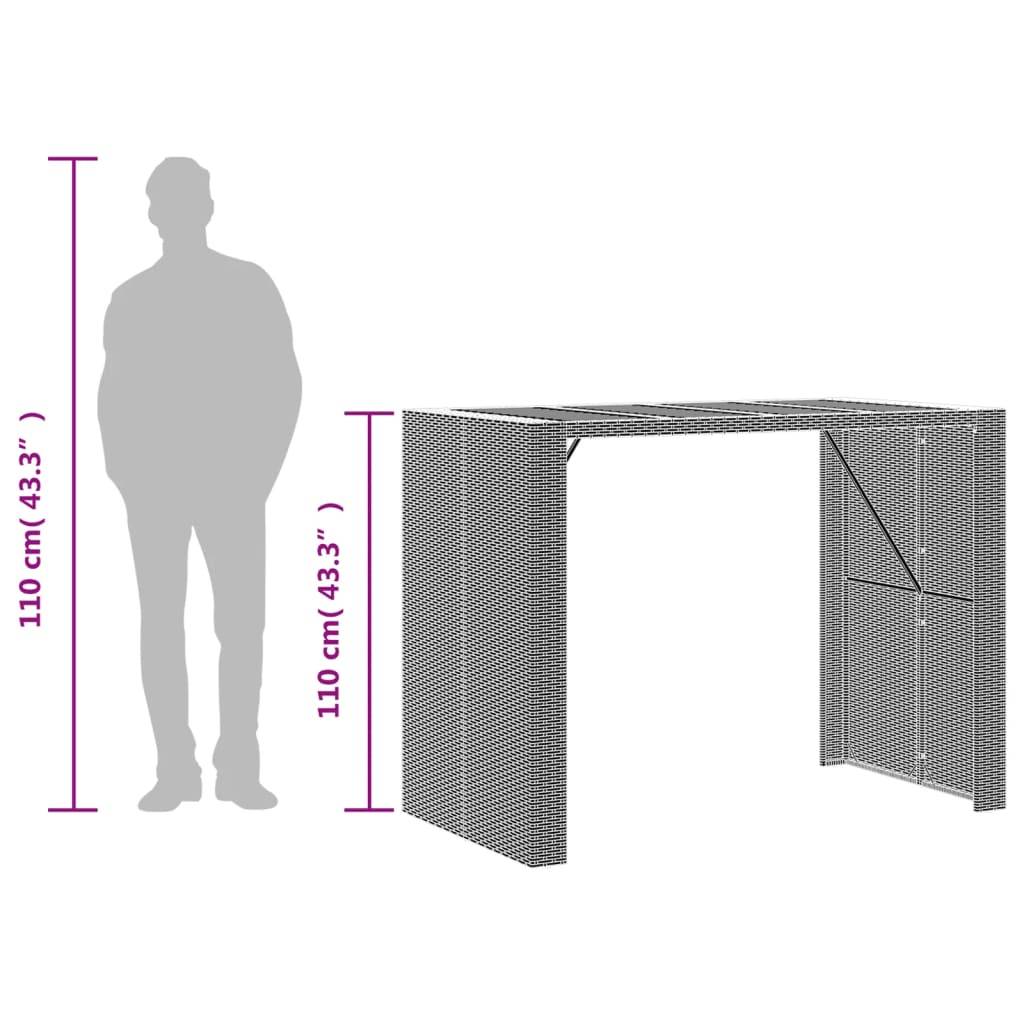 vidaXL Garten-Bartisch mit Holzplatte Schwarz 145x80x110 cm Polyrattan