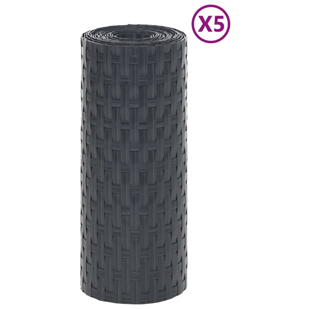 vidaXL Balkon-Sichtschutze 5 Stk. Anthrazit 255x19 cm Poly Rattan