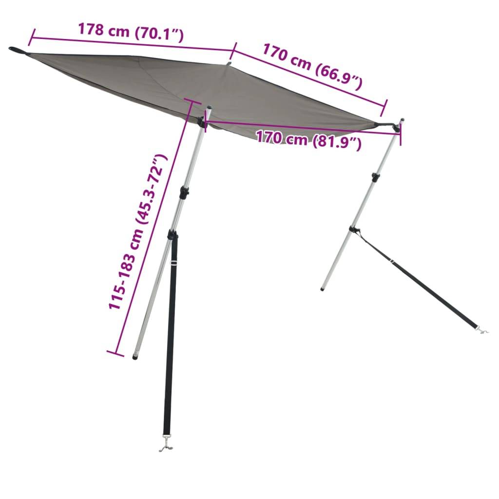 vidaXL T-Top-Beschattungsverlängerung Anthrazit 170x208x(115-183) cm