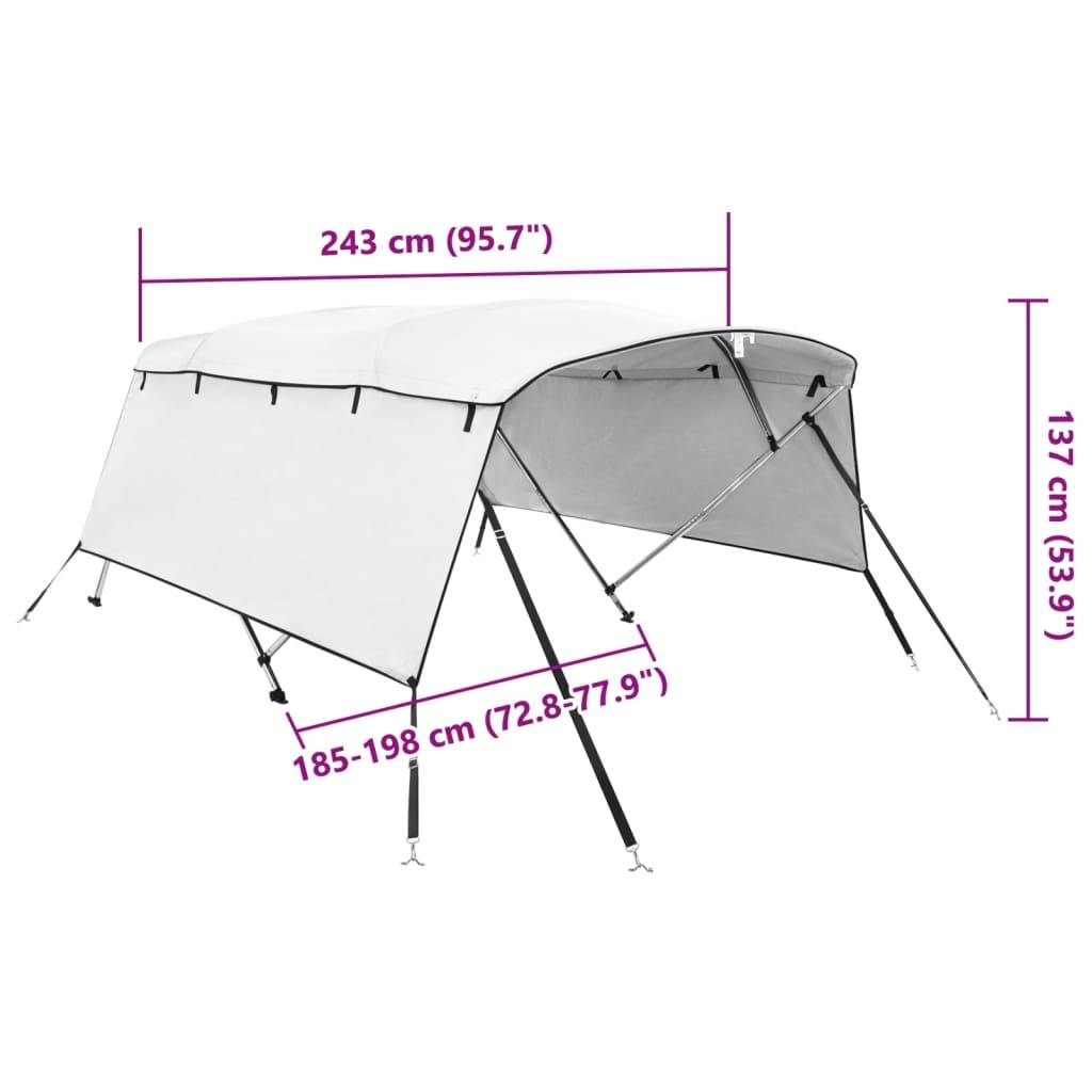 vidaXL 4-Bow Bimini-Top mit Seitenteilen 243x(185-198)x137 cm