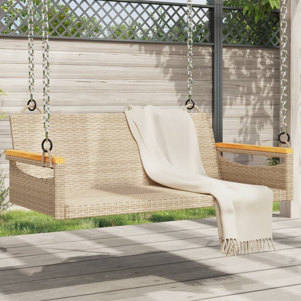 vidaXL Hängebank Beige 109x62x40 cm Poly Rattan