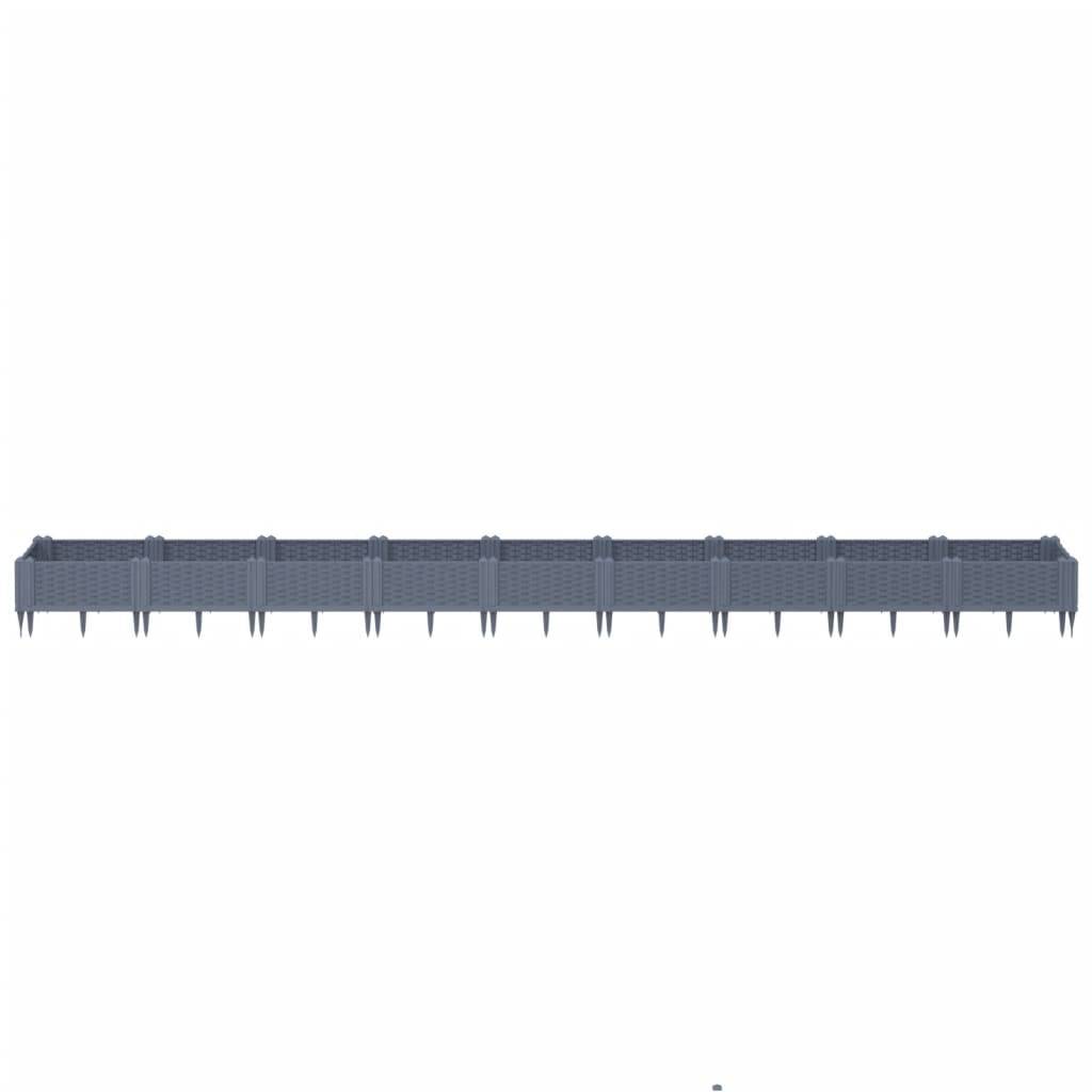 vidaXL Pflanzkasten mit Erdspießen Blaugrau 362,5x42,5x28,5 cm PP
