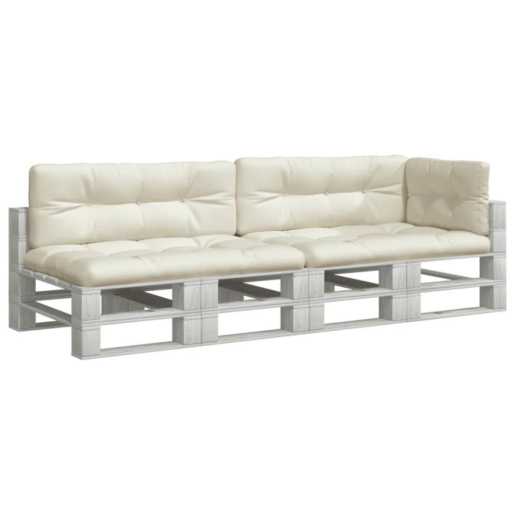 vidaXL Palettenkissen 5-tlg. Creme Stoff
