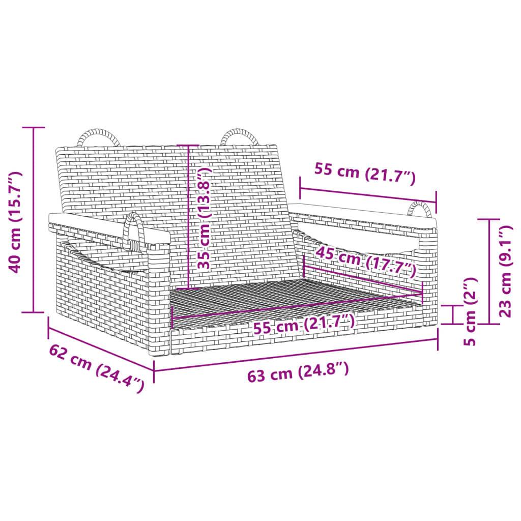 vidaXL Hängesessel Grau 63x62x40 cm Poly Rattan