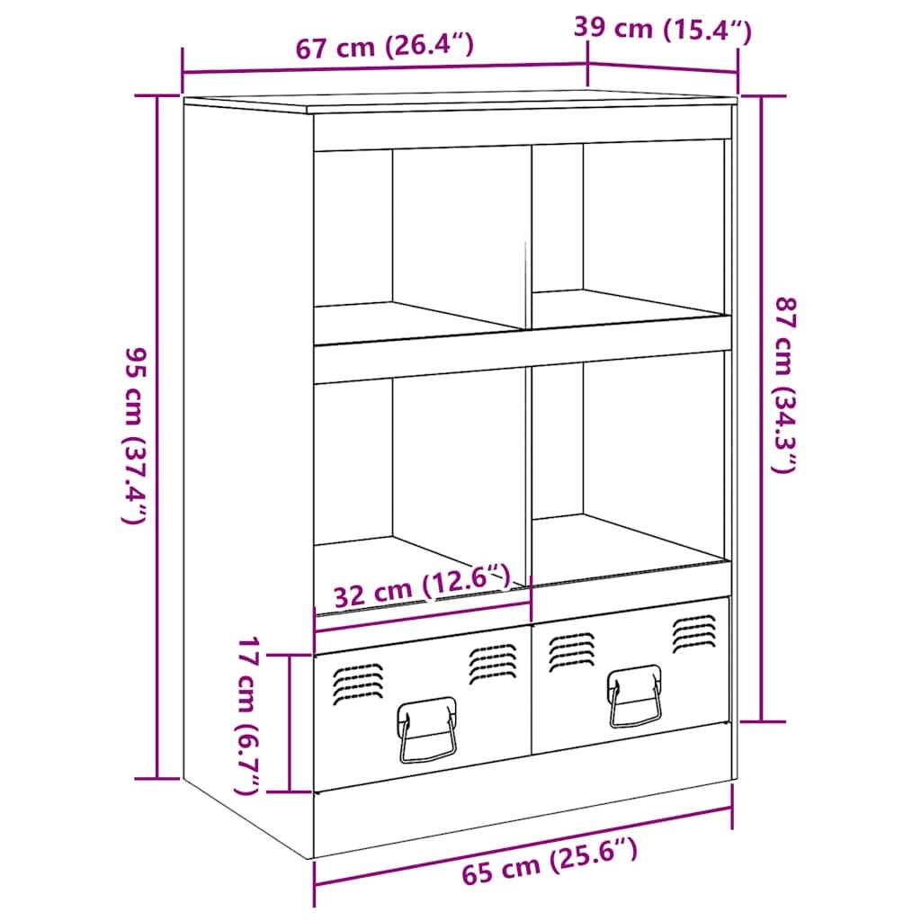 vidaXL Highboard Weiß 67x39x95 cm Stahl