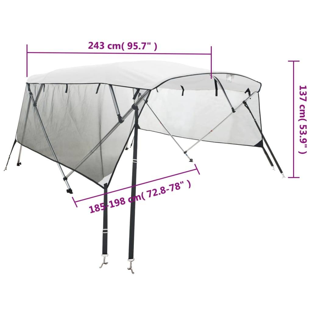 vidaXL 4-Bow Bimini-Top mit Mesh-Seitenteilen 243x(185-198)x137 cm