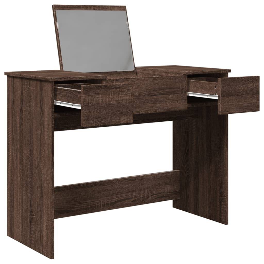 vidaXL Schminktisch mit Spiegel Braun Eichen-Optik 100x45x76 cm