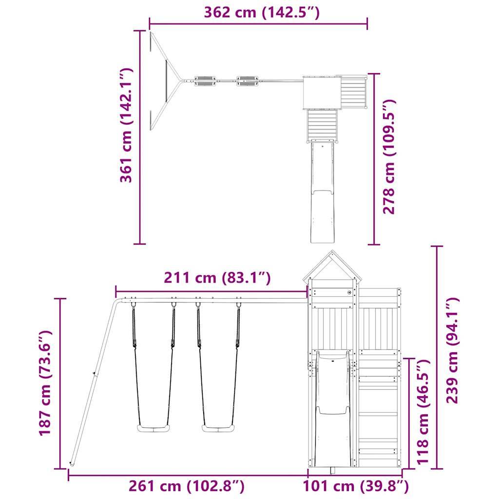 vidaXL Spielturm Imprägniertes Kiefernholz