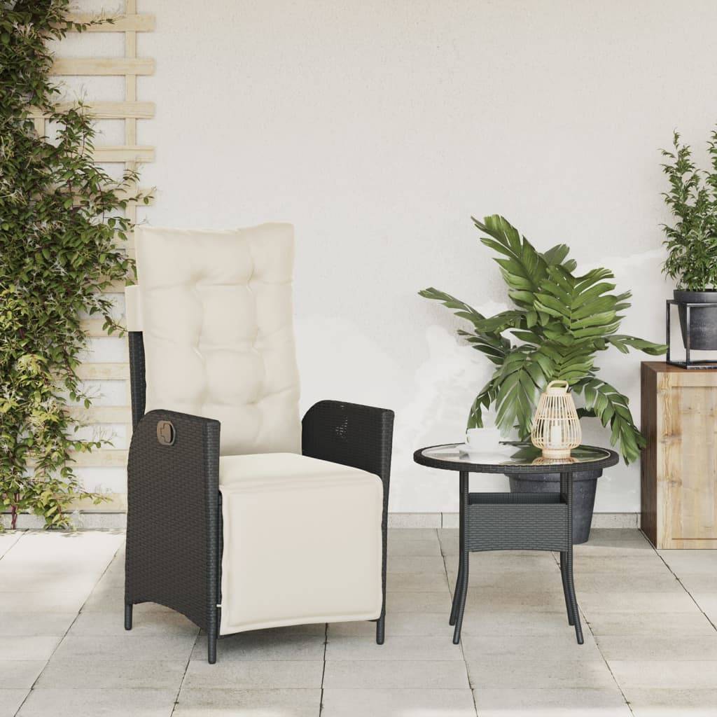 vidaXL Gartensessel mit Fußteil Verstellbar Schwarz Poly Rattan