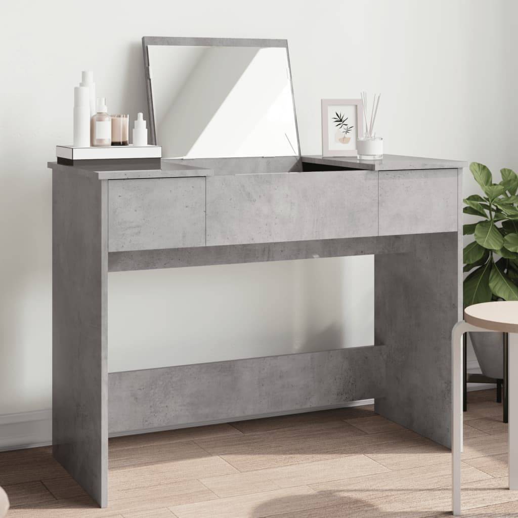 vidaXL Schminktisch mit Spiegel Betongrau 100x45x76 cm