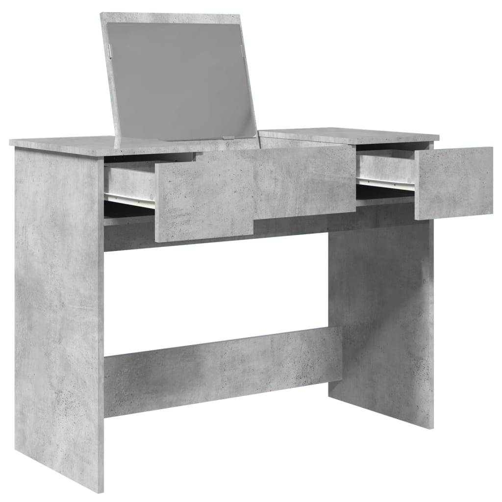 vidaXL Schminktisch mit Spiegel Betongrau 100x45x76 cm
