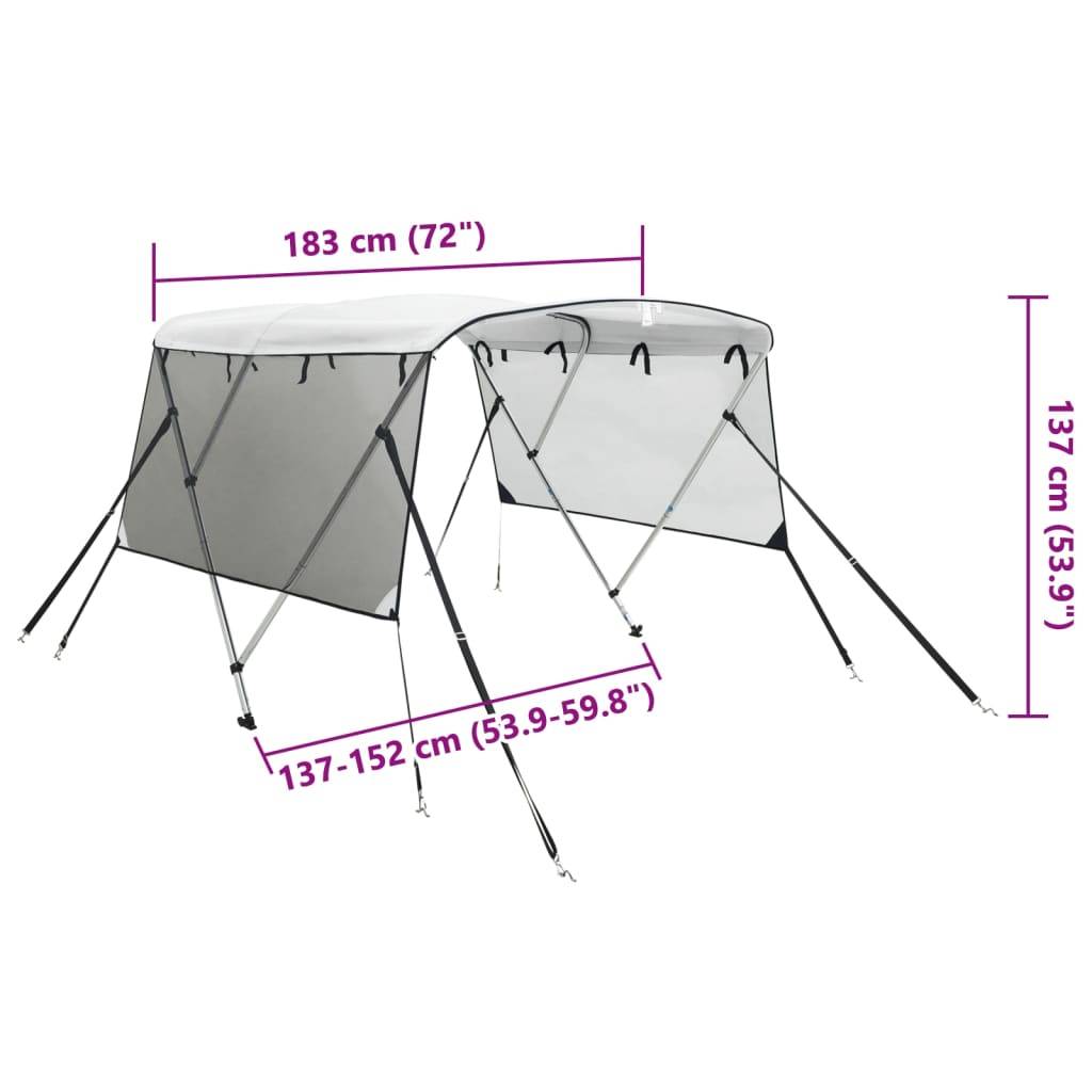 vidaXL 3-Bow Bimini-Top mit Mesh-Seitenteilen 183x(137-152)x137 cm
