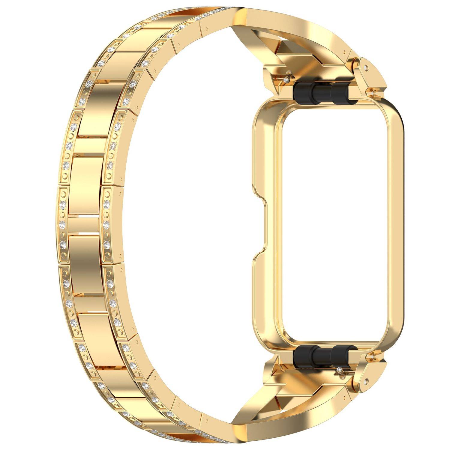 Für Samsung Galaxy Fit 3 Edelstahl Diamant Design mit integriertem Gehäuse Ersatz Armband Gold