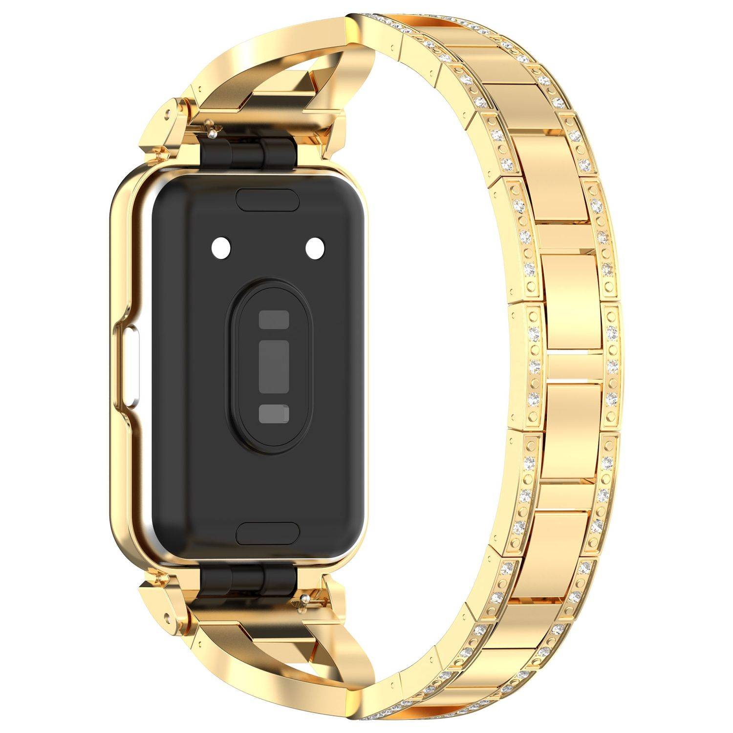 Für Samsung Galaxy Fit 3 Edelstahl Diamant Design mit integriertem Gehäuse Ersatz Armband Gold