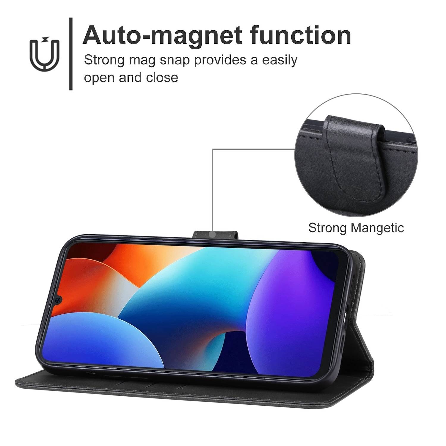 Für Blackview Color 8 Kunst-Leder Book Wallet Tasche mit Schlaufe Case