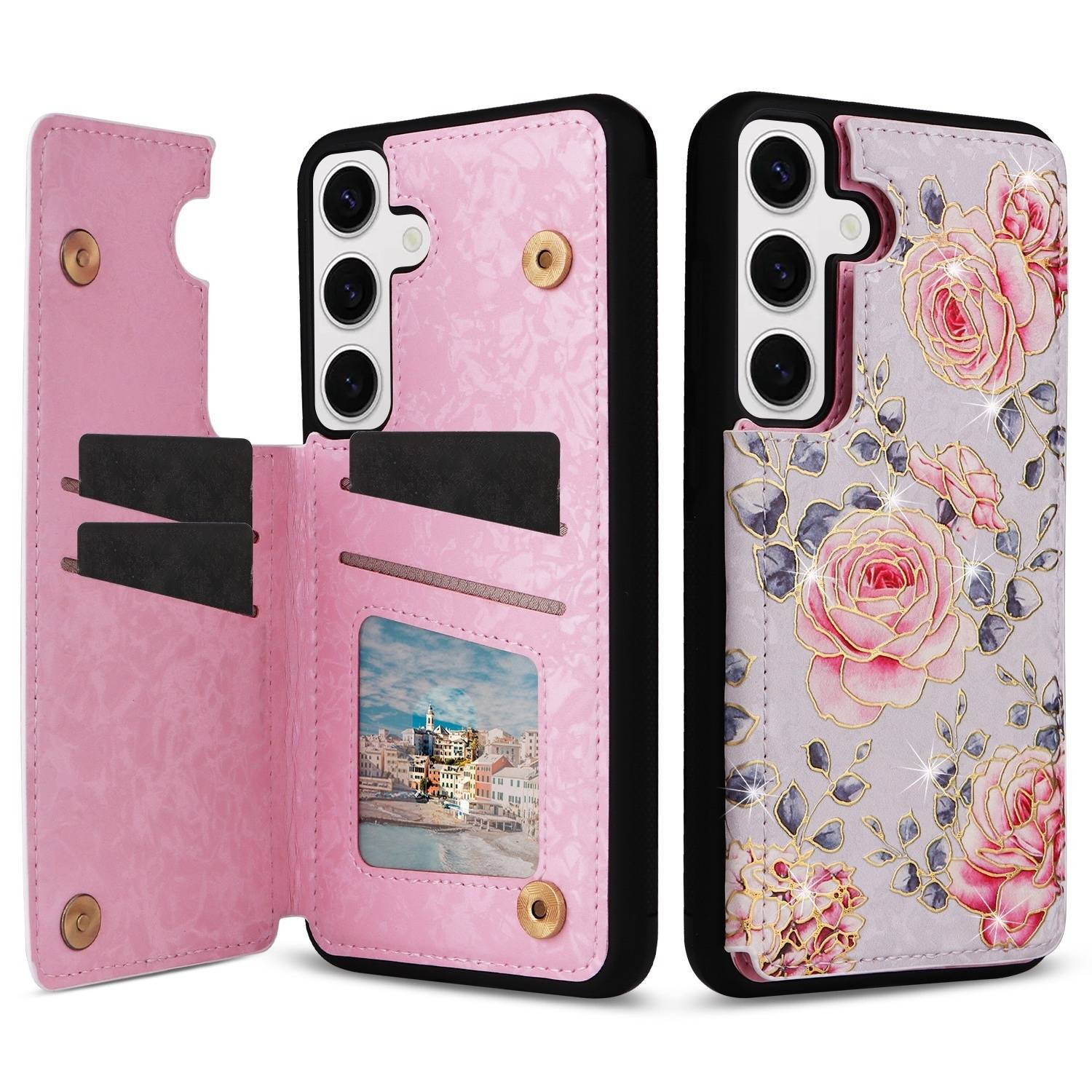 Für Samsung Galaxy S24 Plus RFID Anti Datenklau Hülle Blumen Motiv 1