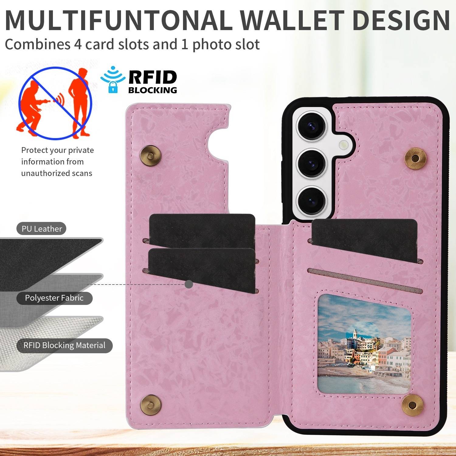 Für Samsung Galaxy S24 Plus RFID Anti Datenklau Hülle Blumen Motiv 1