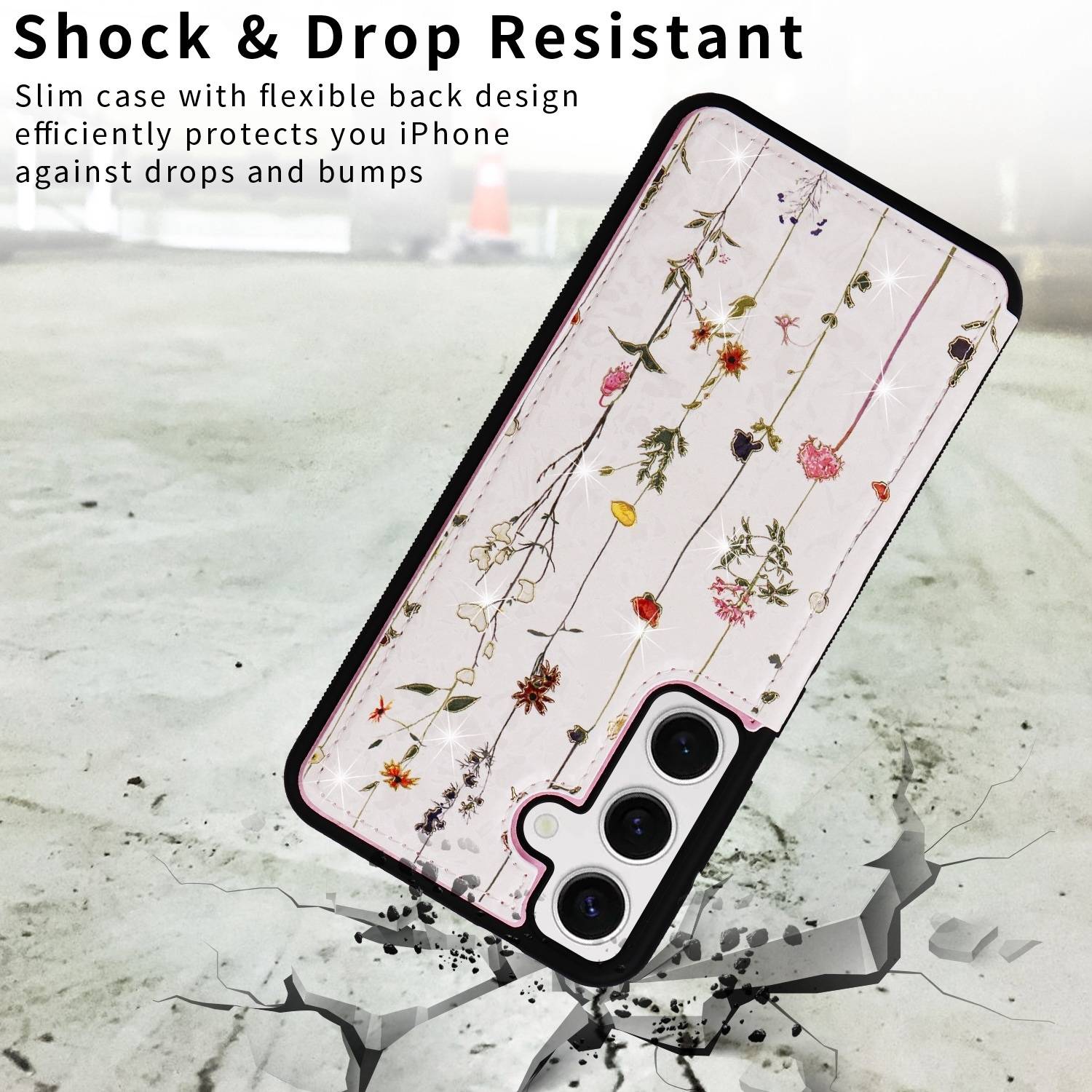 Für Samsung Galaxy S24 RFID Anti Datenklau Hülle Tasche Blumen Motiv 2