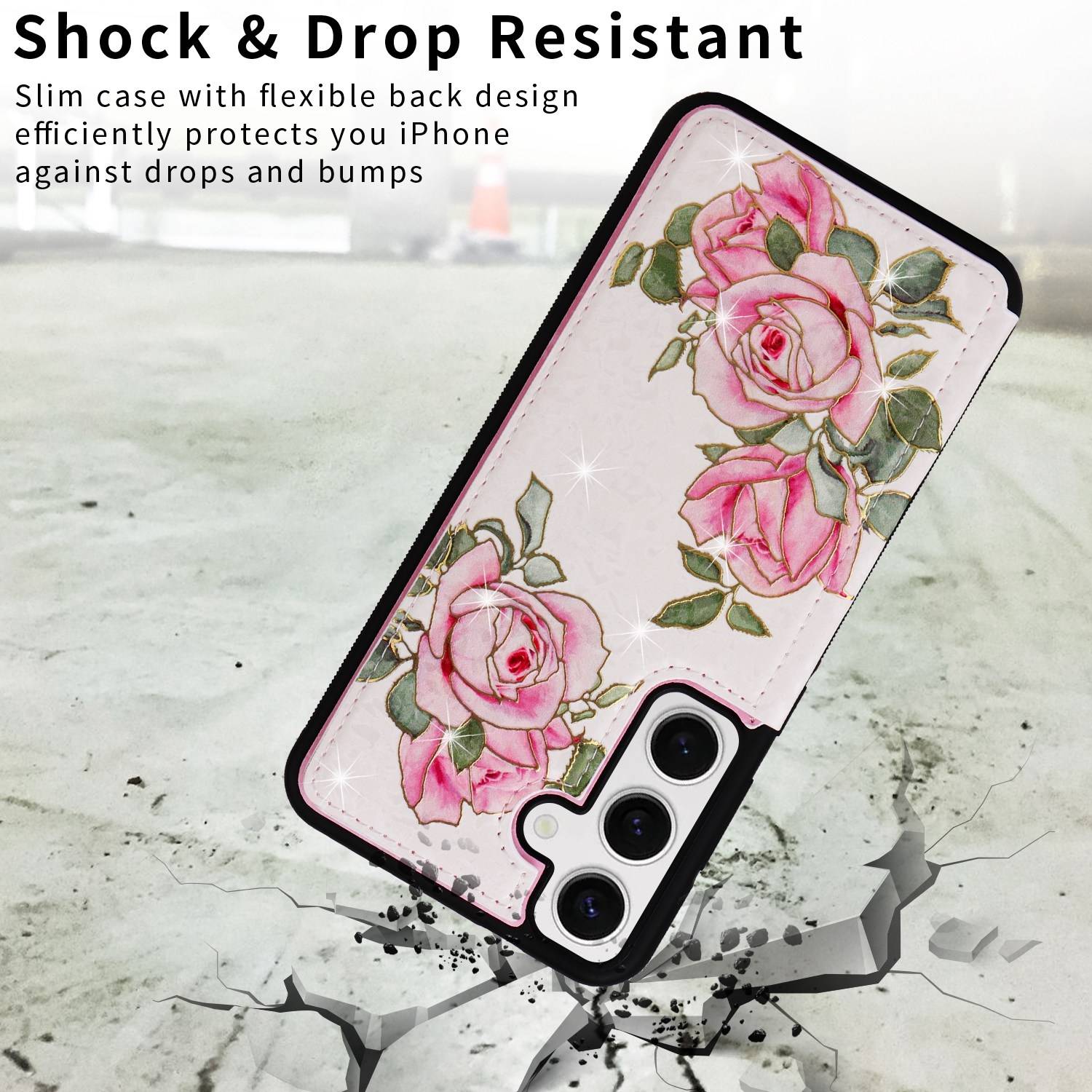 Für Samsung Galaxy S24 RFID Anti Datenklau Hülle Tasche Blumen Motiv 4