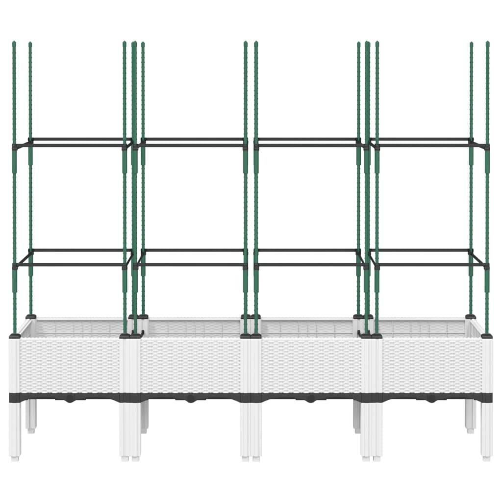 vidaXL Pflanzkübel mit Rankgitter Weiß 160x40x142,5 cm PP