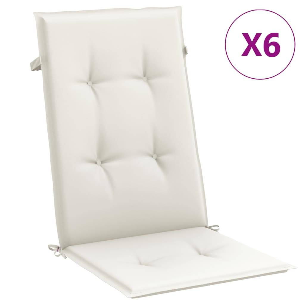 vidaXL Hochlehner-Auflagen 6 Stk. Melange Creme 120x50x4 cm Stoff