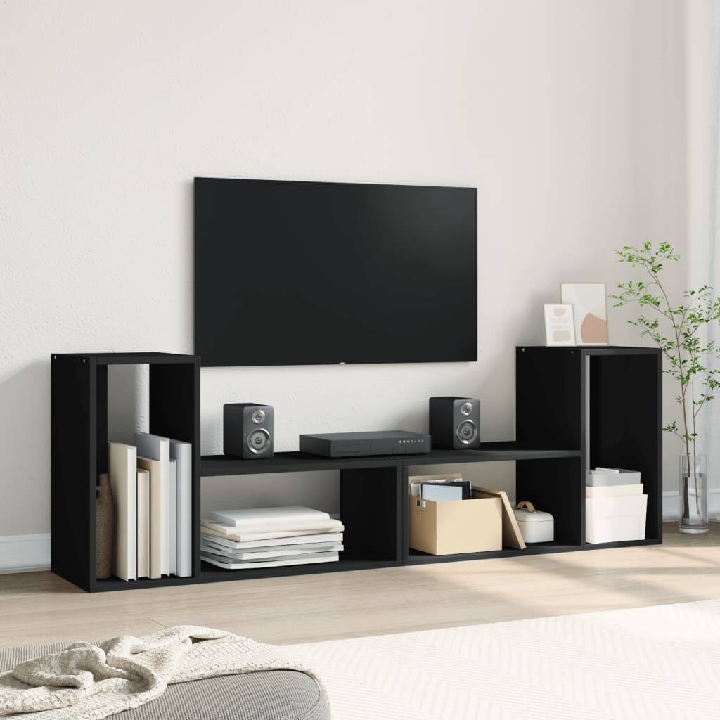 vidaXL TV-Schränke 2 Stk. Schwarz 75x30x50 cm Holzwerkstoff