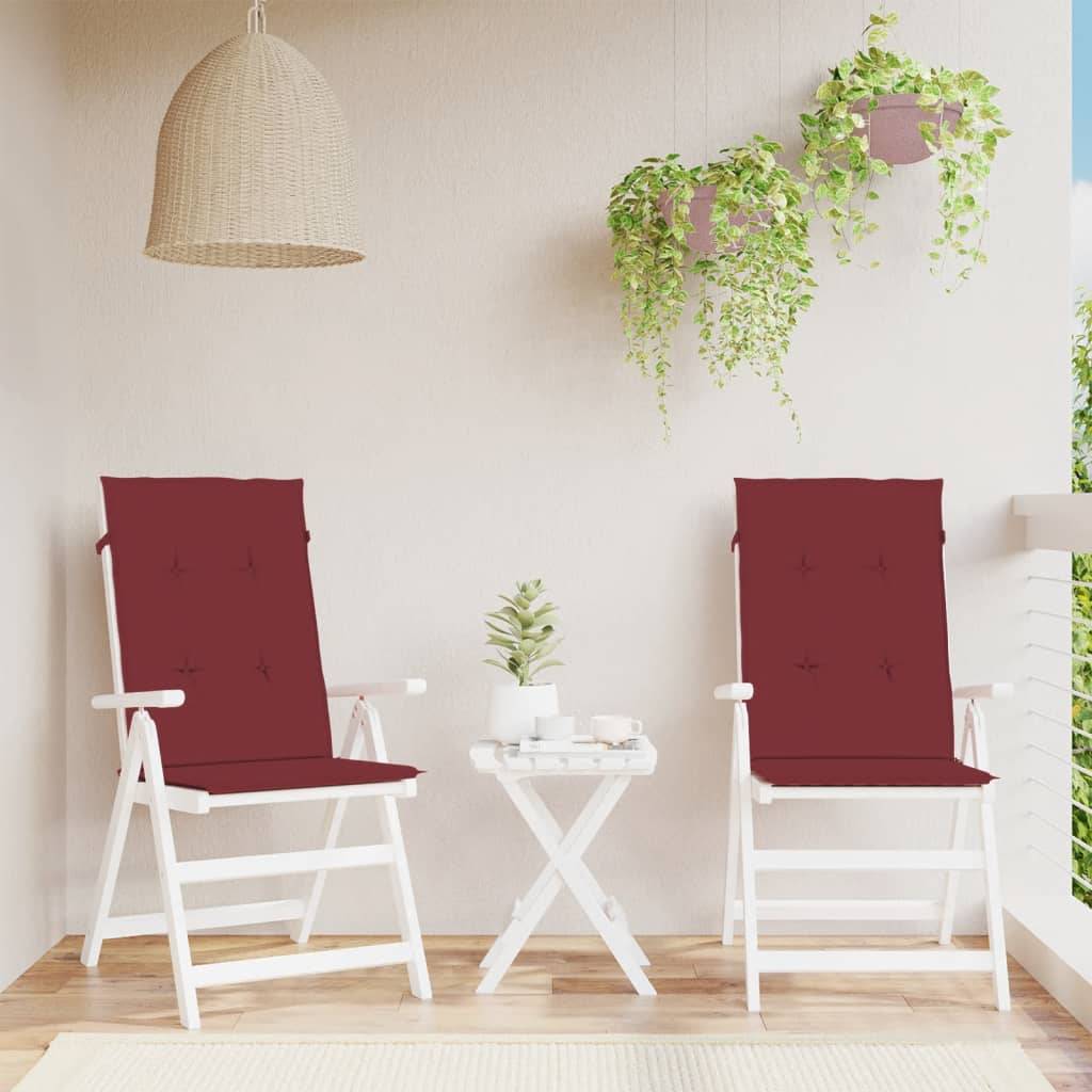 vidaXL Hochlehner-Auflagen 2 Stk. Melange Weinrot 120x50x4 cm Stoff