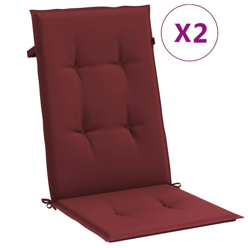 vidaXL Hochlehner-Auflagen 2 Stk. Melange Weinrot 120x50x4 cm Stoff