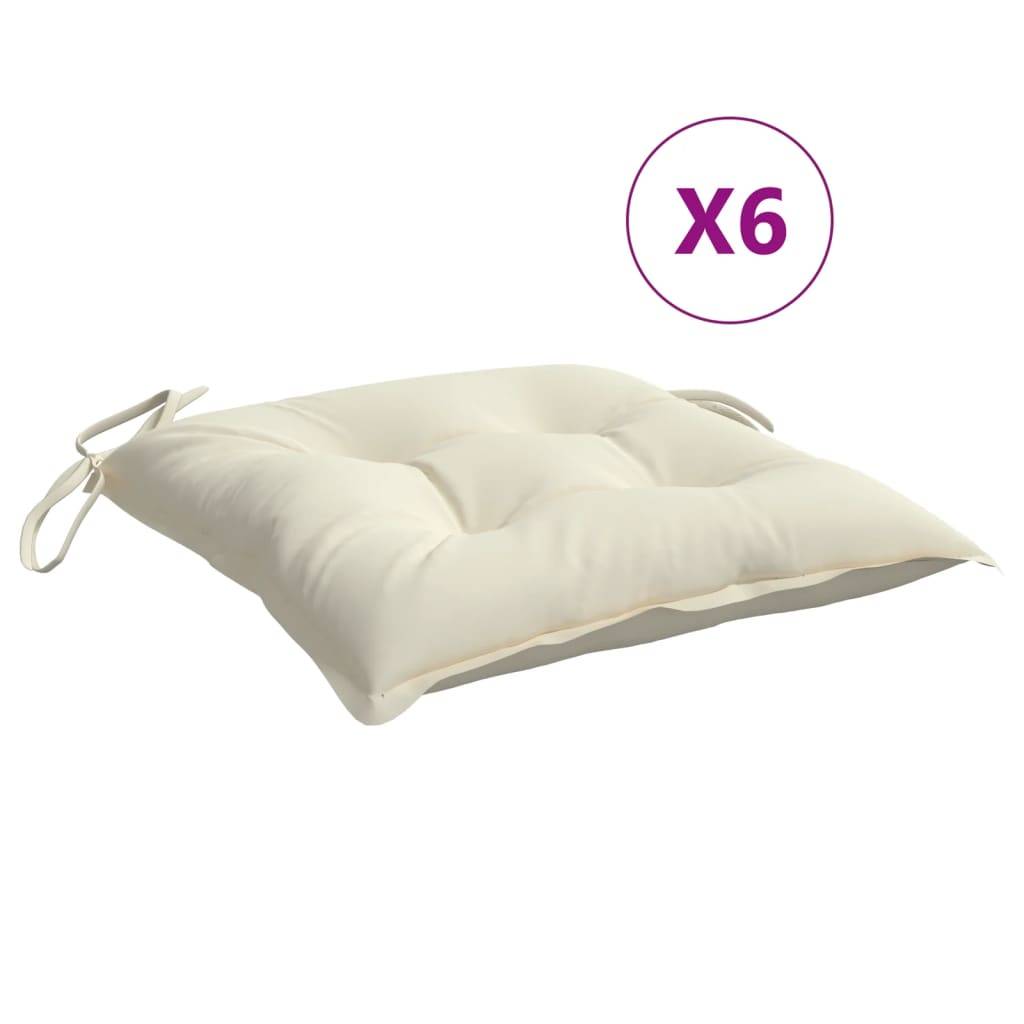 vidaXL Stuhlkissen 6 Stk. Cremeweiß 50x50x7 cm Oxford-Gewebe