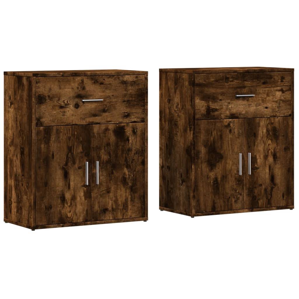 vidaXL Sideboards 2 Stk. Räuchereiche 60x31x70 cm Holzwerkstoff