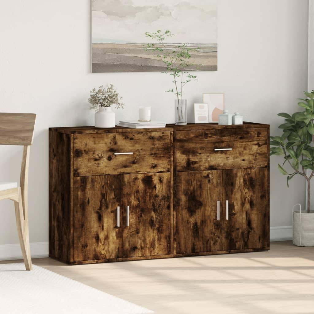 vidaXL Sideboards 2 Stk. Räuchereiche 60x31x70 cm Holzwerkstoff