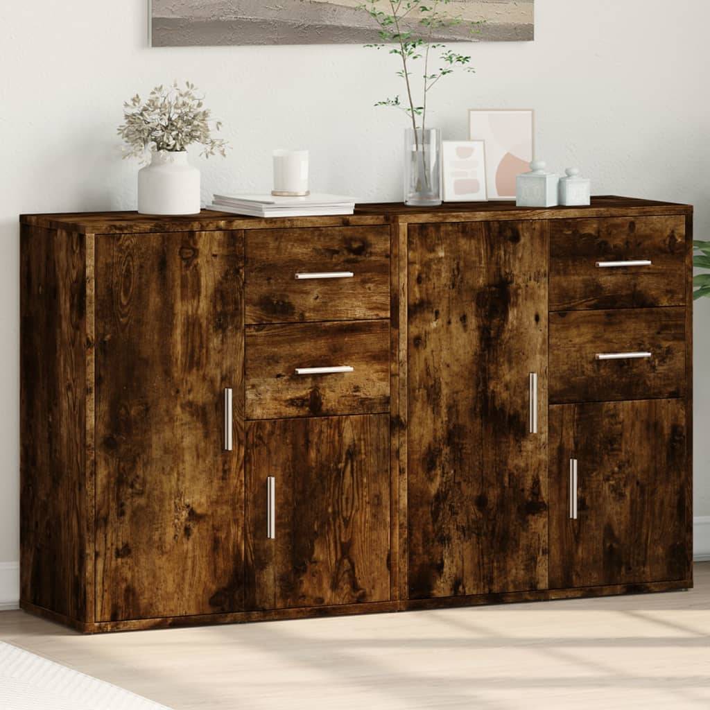 vidaXL Sideboards 2 Stk. Räuchereiche 60x31x70 cm Holzwerkstoff