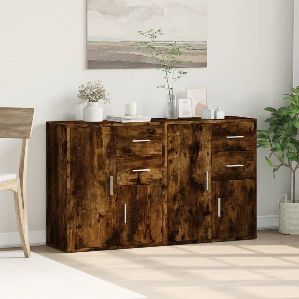 vidaXL Sideboards 2 Stk. Räuchereiche 60x31x70 cm Holzwerkstoff
