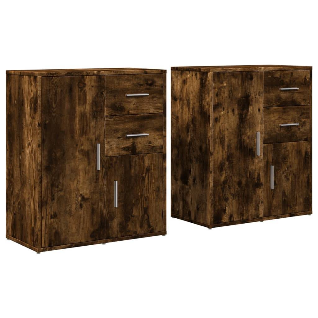 vidaXL Sideboards 2 Stk. Räuchereiche 60x31x70 cm Holzwerkstoff