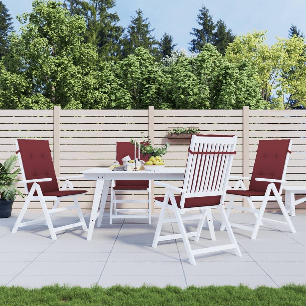 vidaXL Hochlehner-Auflagen 4 Stk. Melange Weinrot 120x50x4 cm Stoff