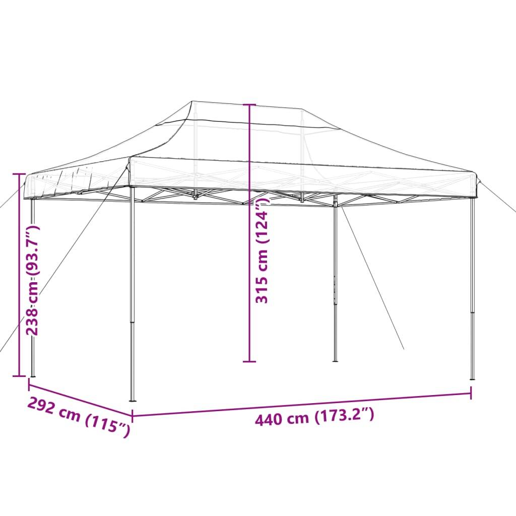 vidaXL Partyzelt Faltbar Pop-Up Schwarz 440x292x315 cm