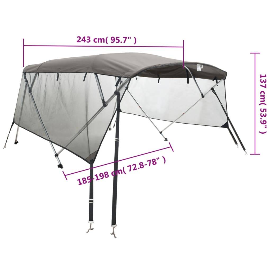 vidaXL 4-Bow Bimini-Top mit Mesh-Seitenteilen 243x(185-198)x137 cm