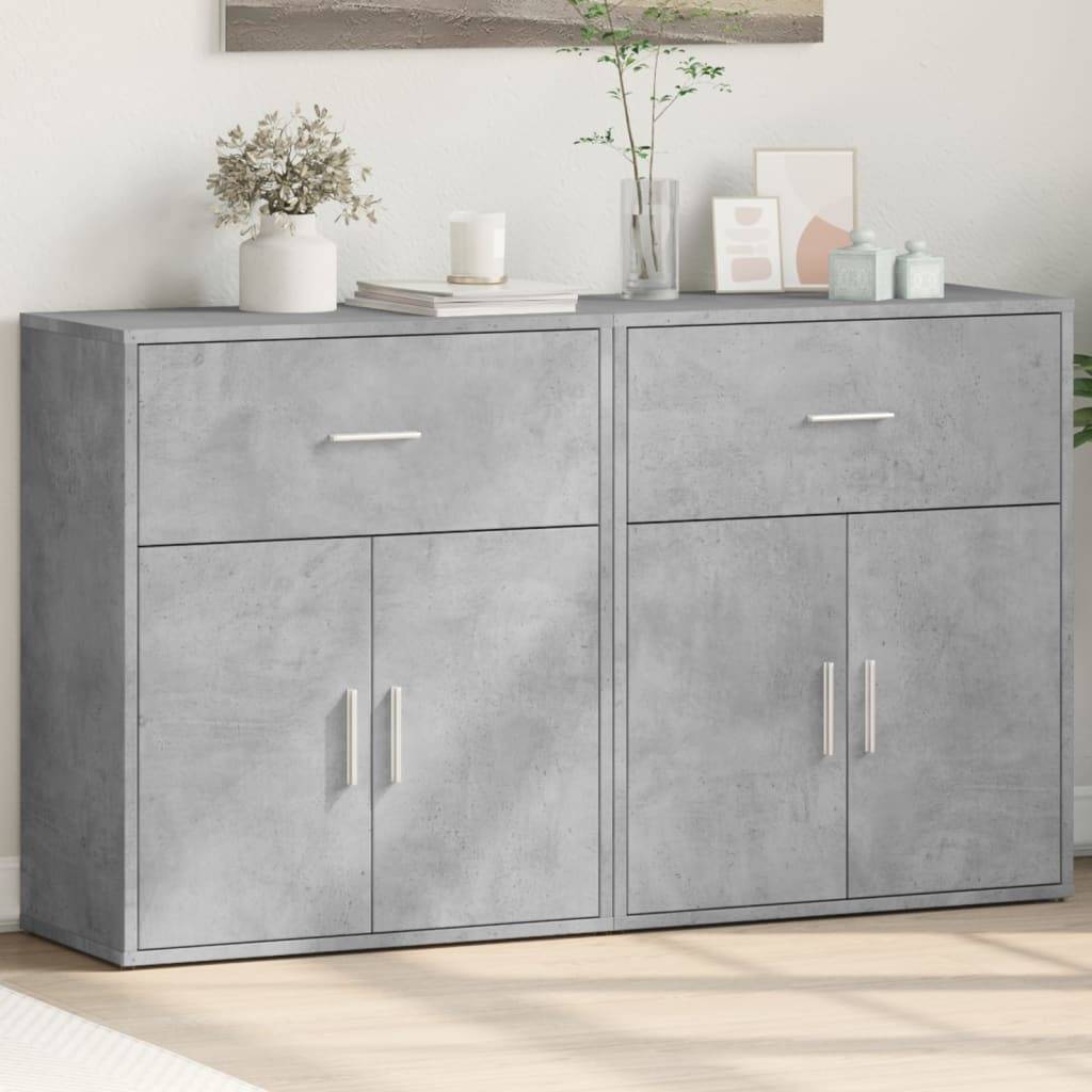 vidaXL Sideboards 2 Stk. Betongrau 60x31x70 cm Holzwerkstoff