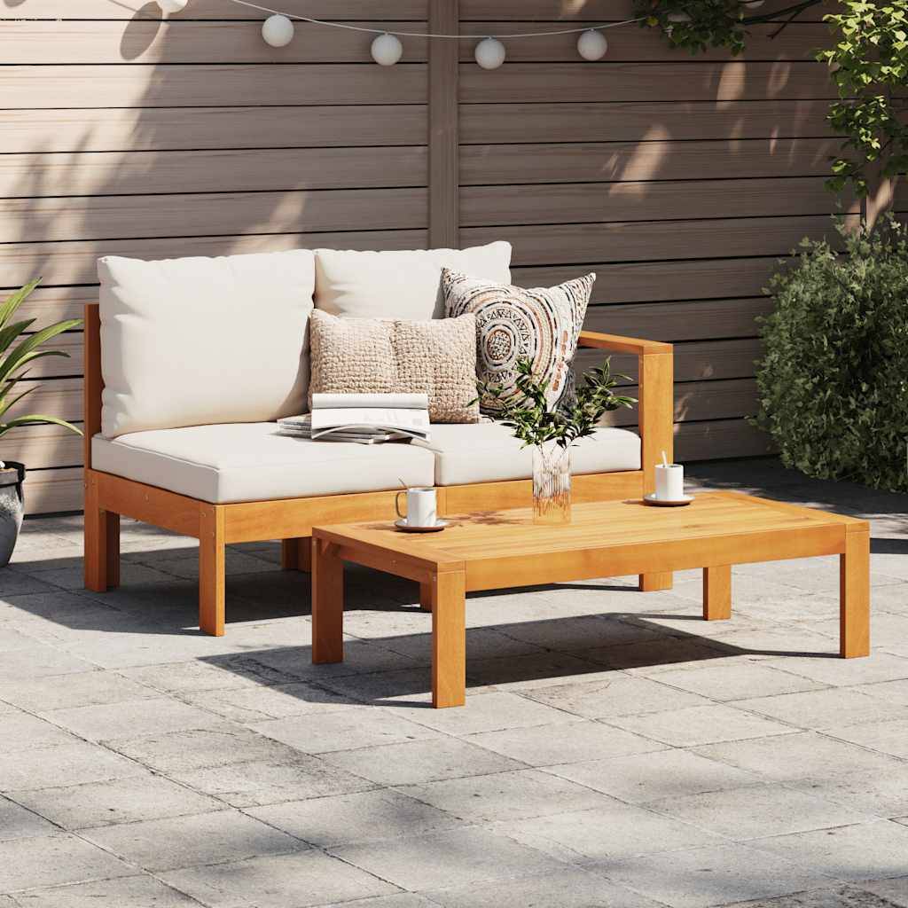 vidaXL Gartensofa mit 1 Armlehne 2-Sitzer Massivholz Akazie