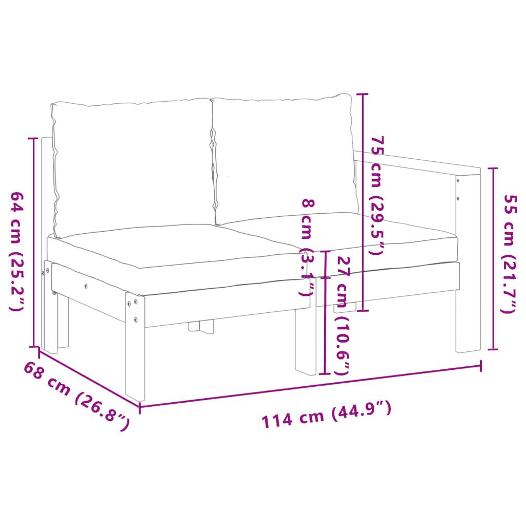 vidaXL Gartensofa mit 1 Armlehne 2-Sitzer Massivholz Akazie