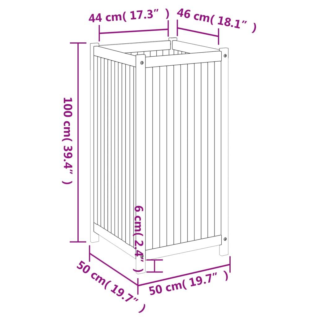 vidaXL Pflanzkübel mit Einlage 50x50x100 cm Massivholz Akazie