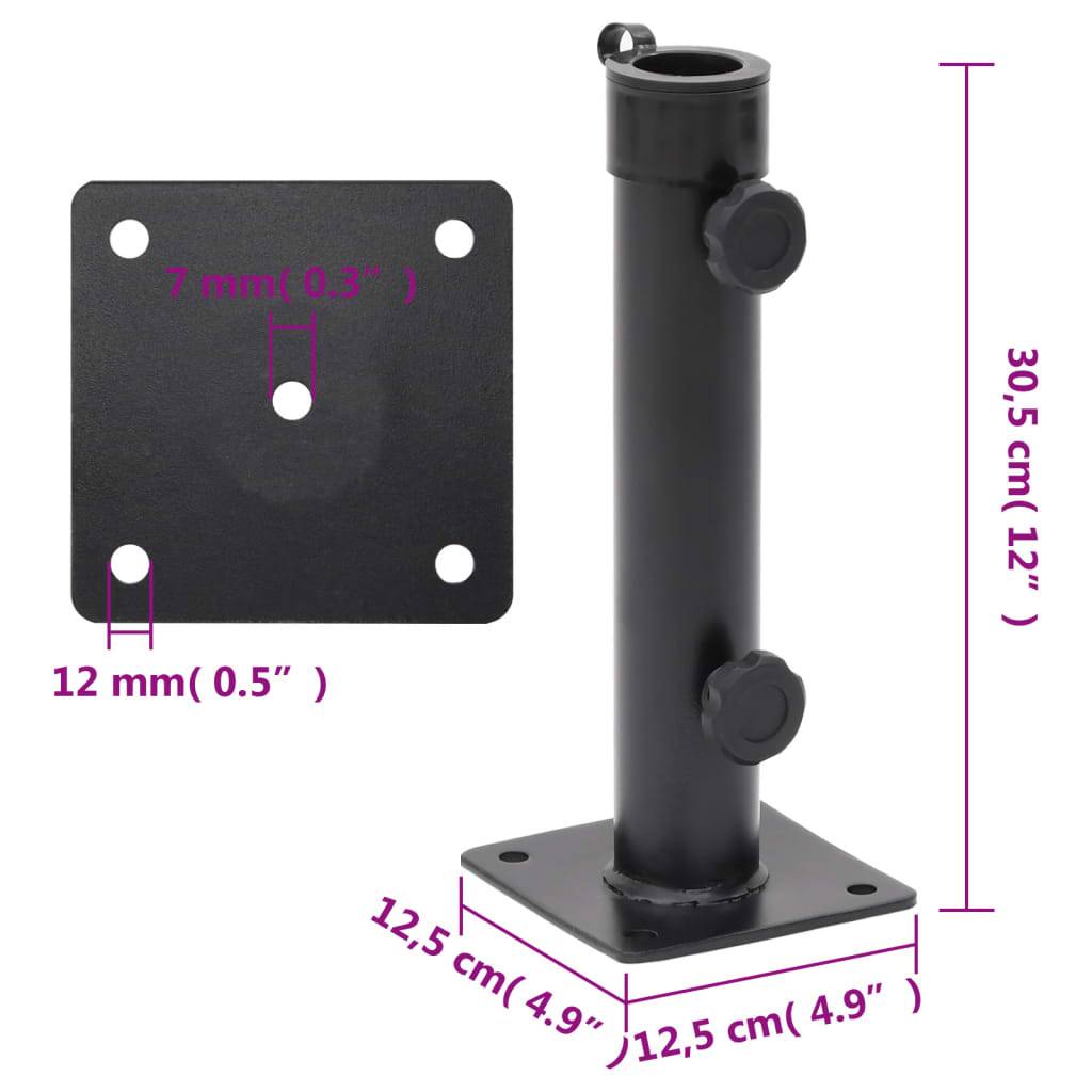 vidaXL Sonnenschirmständer für Ø38/48 mm Mast Mattschwarz Stahl