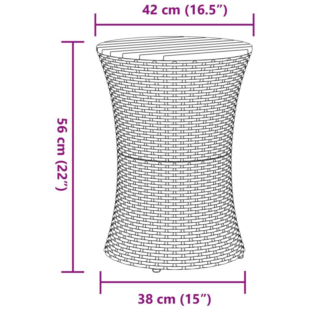 vidaXL Garten-Beistelltisch Trommelform Beige Poly Rattan Massivholz