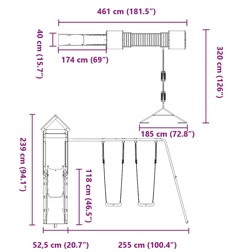 vidaXL Spielturm Imprägniertes Kiefernholz