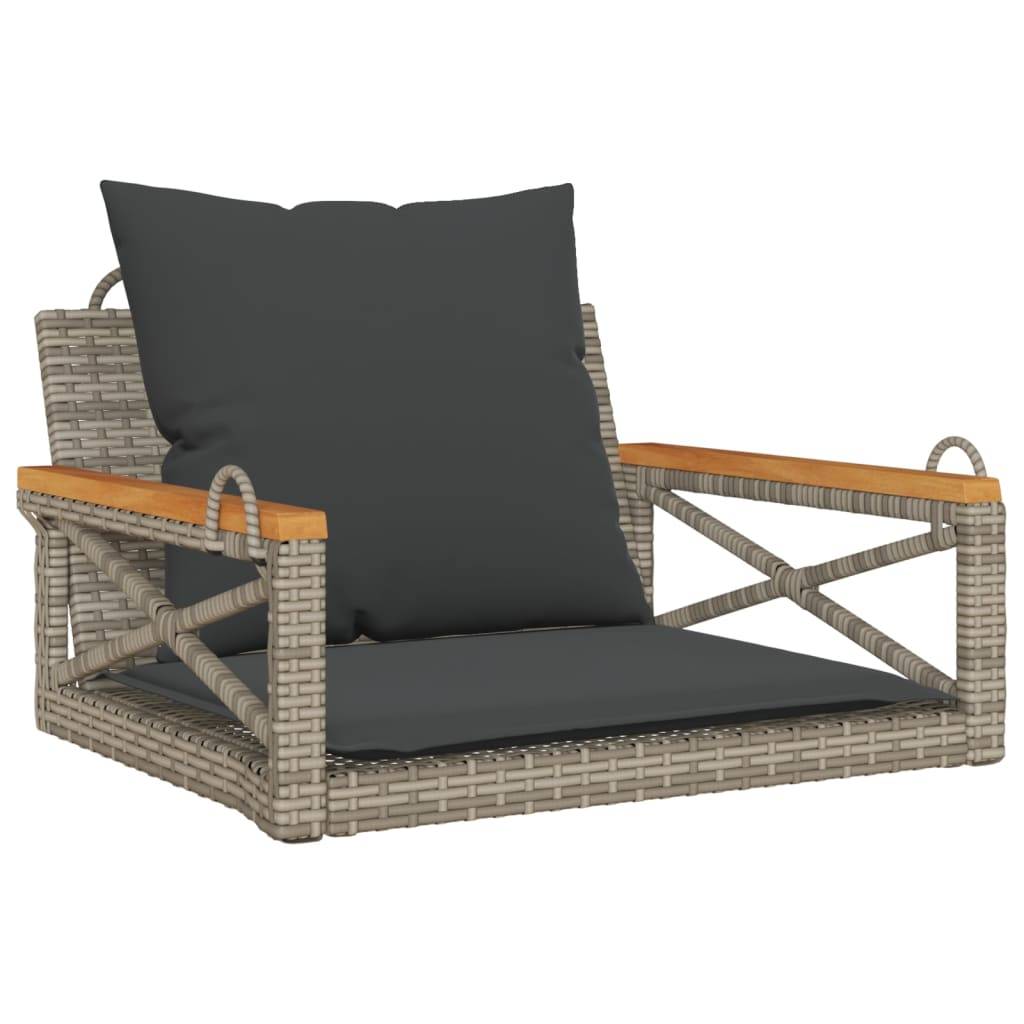 vidaXL Hängesessel mit Kissen Grau 63x62x40 cm Poly Rattan