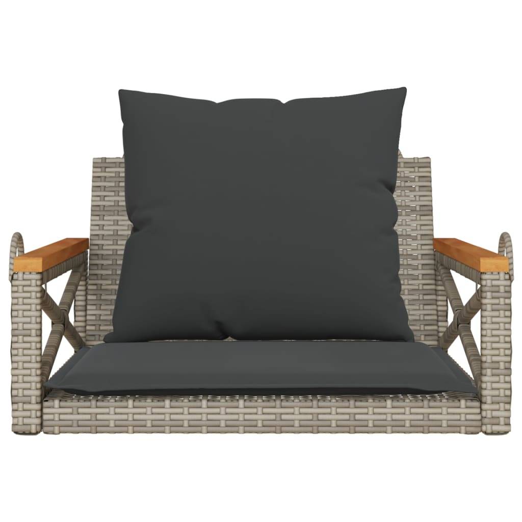 vidaXL Hängesessel mit Kissen Grau 63x62x40 cm Poly Rattan
