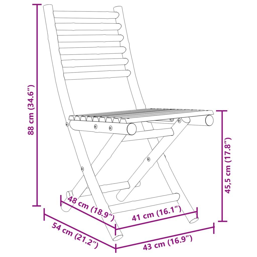 vidaXL Gartenstühle 6 Stk. Klappbar 43x54x88 cm Bambus