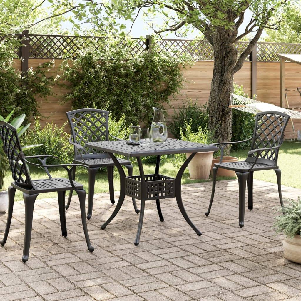vidaXL Gartentisch Schwarz 80x80x75 cm Aluminiumguss